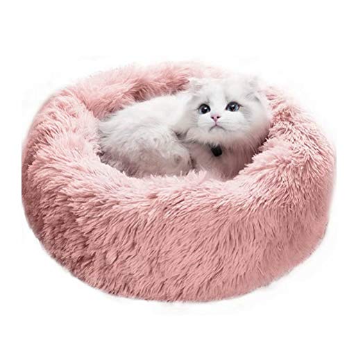 Katzenbett plüsch Tierbett Hundesofa, Plüsche Warmes weiches, rutschfest atmungsaktiv, Gelten mittelgroße und große Hunde - Rosa Ø 50cm von Muchas