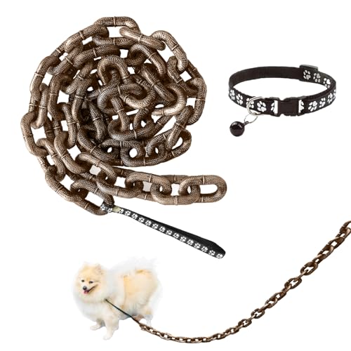 Hundeleine für kleine und mittelgroße Hunde, verstellbar, mit Welpenhalsband, goldfarben von Muchen