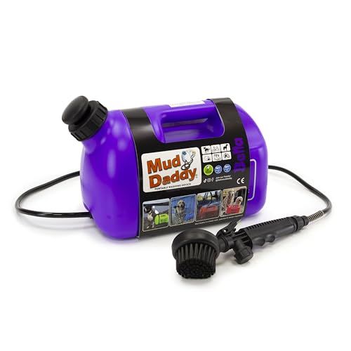 Mud Daddy Tragbare Haustier-Waschmaschine, Mehrzweck-Waschgerät, schlammige Spaziergänge, Haustierreinigung, Fellpflege, perfekt für Hunde, Pferde, Fahrräder, Schuhe, Camping und mehr – 5 Liter – Lila von Mud Daddy