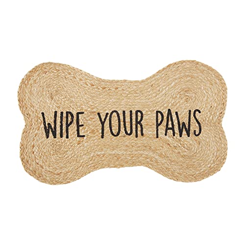 Mud Pie, Wipe Your Paws, 41,6 x 73,7 cm Jute-Hundeknochen-Fußmatte von Mud Pie