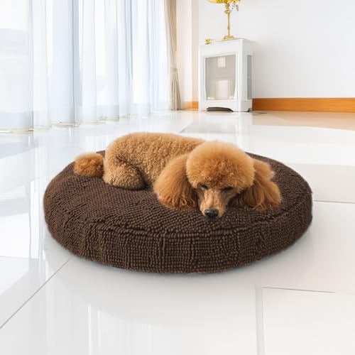 Muddy Mat® Cloud K-9 Hundebett für Hunde und Katzen, weiches und entspannendes Donut-Hundebett, Chenille-Material, abnehmbarer Bezug, waschbar und trocknergeeignet, Braun, Größe M (90 x 99 cm) von Muddy Mat