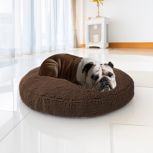 Muddy Mat® Cloud K-9 Hundebett für Hunde und Katzen, weiches und entspannendes Donut-Hundebett, Chenille-Material, abnehmbarer Bezug, waschbar und trocknergeeignet, Braun, Größe S (6,5 x 6,5 m) von Muddy Mat