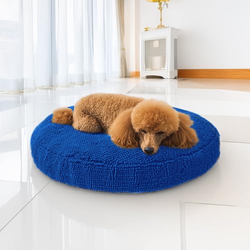 Muddy Mat® Cloud K-9 Hundebett für Hunde und Katzen, weiches und entspannendes Donut-Hundebett, Chenille-Material, abnehmbarer Bezug, waschbar und trocknergeeignet, Marineblau, Größe M (90 x 99 cm) von Muddy Mat