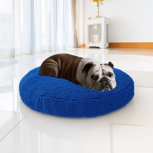 Muddy Mat® Cloud K-9 Hundebett für Hunde und Katzen, weiches und entspannendes Donut-Hundebett, Chenille-Material, abnehmbarer Bezug, waschbar und trocknergeeignet, Marineblau, Größe S (6,5 x 6,5 m) von Muddy Mat