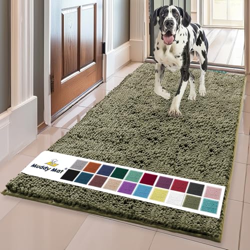 Muddy Mat® Original Hunde-Fußmatte für schlammige Pfoten, super saugfähige Mikrofaser, rutschfester, waschbarer Haustierteppich, schnell trocknender Chenille-Eingangsteppich, maschinenwaschbar, für von Muddy Mat