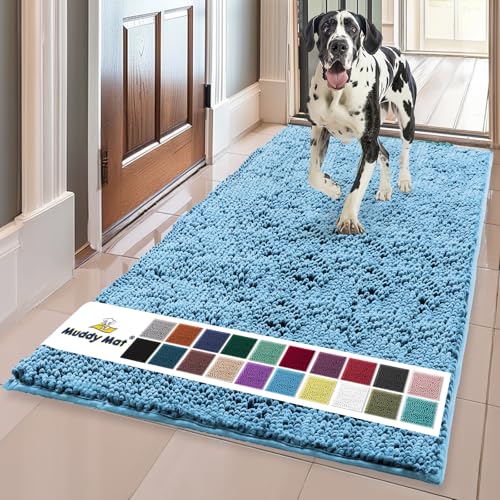 Muddy Mat® Original Hunde-Fußmatte für schlammige Pfoten, super saugfähige Mikrofaser, rutschfester, waschbarer Haustierteppich, schnell trocknender Chenille-Eingangsteppich, maschinenwaschbar, für von Muddy Mat