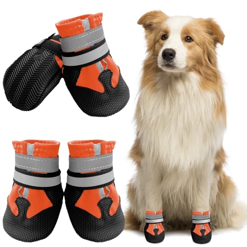 Muecleao Hundeschuhe mit reflektierenden (Orange, L) von Muecleao