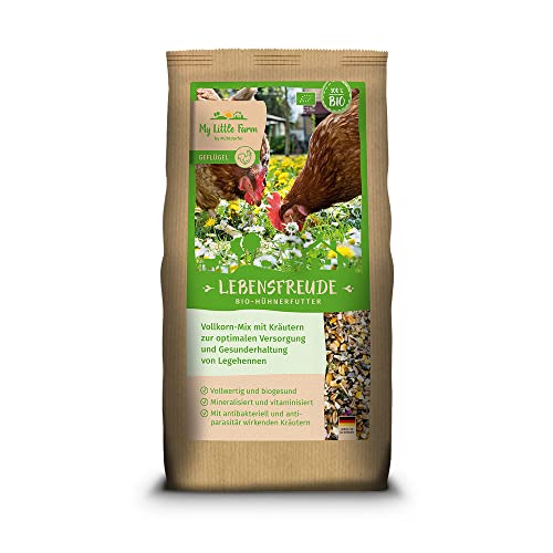 My Little Farm Lebensfreude Bio-Hühnerfutter, 2 kg, Vollkorn-Mix mit wertvollen Kräutern zur optimalen Versorgung und Gesunderhaltung von Legehennen und anderem Geflügel von Mühldorfer My Little Farm