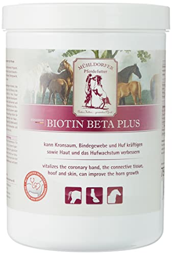 Mühldorfer Biotin Beta Plus - 0,75 kg - Unterstützt Huf und Haut, Kräftigt den Kronsaum, Verbessert das Hufwachstum - Ergänzungsfutter von Mühldorfer