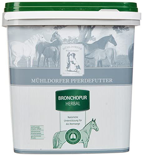 Mühldorfer Pferdefutter Mühldorfer Bronchopur Herbal - 1,8 kg - Fördert das Abhusten - Beruhigt Atemwege - Wohltuender Inhalier-Effekt von Mühldorfer