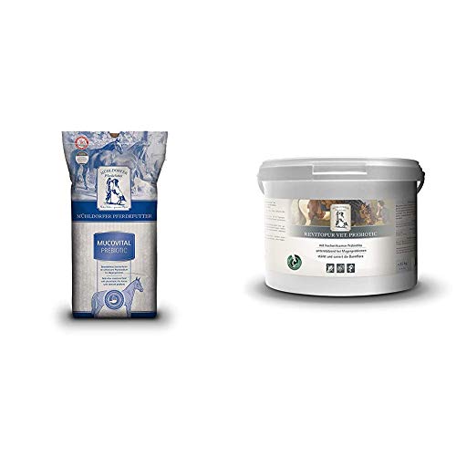 Mühldorfer Mucovital prebiotic, 20 kg, Pferdefutter ohne Getreidestärke, vollwertig & Revitopur prebiotic, 2,5 kg, revitalisiert die Darmflora, unterstützt bei Koliken und Kotwasser, Ergänzungsfutter von Mühldorfer