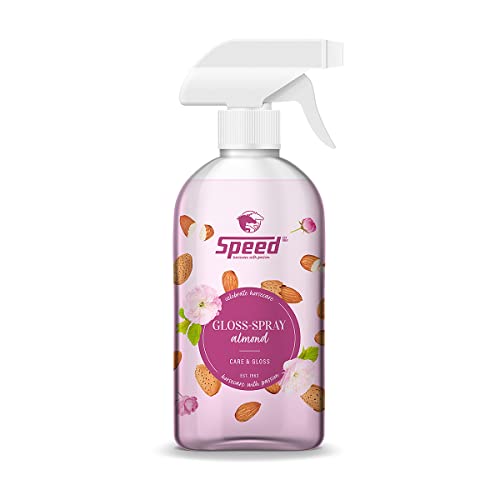 SPEED Gloss-Spray ALMOND, Schweif- und Mähnenspray für Pferde, mit zartem Mandelduft, ultraleichte Kämmbarkeit, Perlglanzeffekt, minimiert Haarbruch (0,5 l) von Speed horsecare with passion EST. 1963