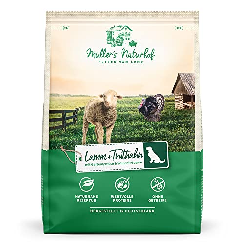 Müllers Naturhof - Lamm und Truthahn - 1 kg - Trockenfutter für alle Hunderassen - Hundefutter von Müller`s Naturhof FUTTER VOM LAND