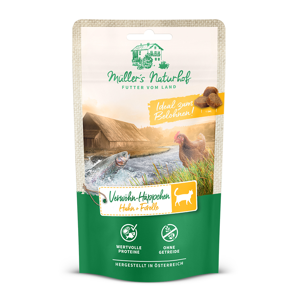 Müller’s Naturhof | Huhn und Forelle | Verwöhn-Häppchen | 50 g von Müller’s Naturhof