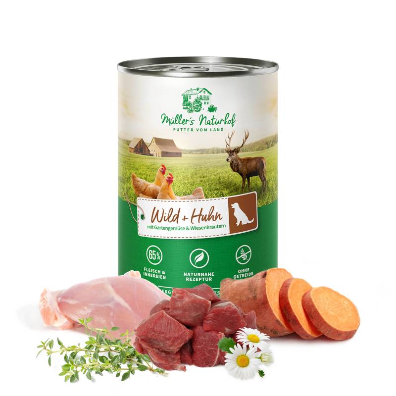 Müller’s Naturhof | Wild und Huhn | Traditionell | 12 x 400 g von Müller’s Naturhof