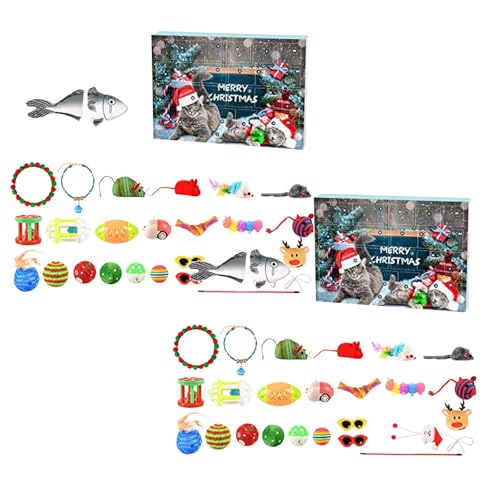 Adventskalender für Katzen Katzenspielzeug 2024 | Weihnachtskalender 24 Katzenkalener | Spielzeuge Katzenhalsband Spielzeugmäuse | Weihnachten Geschenk Katzenliebhaber | Wiederverwendbar (2) von Muium(TM)