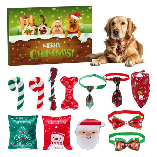 Muium(TM) 12 Tage Weihnachtshundspielzeug Adventskalender 2024 – Interaktives Quietschendes Hundespielzeug Set, Aggressive Kauer, Beinhaltet Kauspielzeug, Seile, Bälle und mehr (1) von Muium(TM)