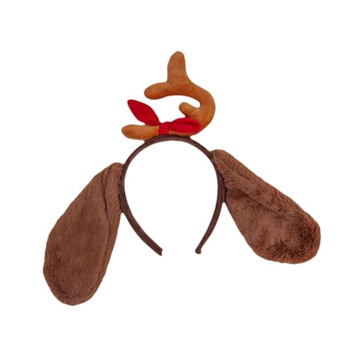 Weihnachten Haustier Stirnband, Rentier Geweih Weihnachtskostüm Elch Kopfbedeckung Verstellbare Kopfschmuck Haarreif mit Weihnachtsmütze, Geschenk Kostüm Outfit für Hunde Katzen (1) von Muium(TM)