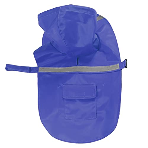 Muka Hunde-Regenmantel für kleine und mittelgroße und große Hunde, verstellbarer Kordelzug Haustier-Regenmantel mit reflektierenden Streifen, Blau-2XL von Muka