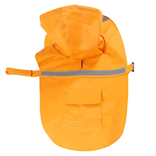 Muka Hunde-Regenmantel für kleine und mittelgroße und große Hunde, verstellbarer Kordelzug mit reflektierenden Streifen, Orange-2XL von Muka