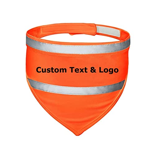 Muka Personalisierbares Bedrucktes Haustier-Halstuch Reflektierend Hundehalstuch mit Individuellem Text und Logo-Orange-S von Muka