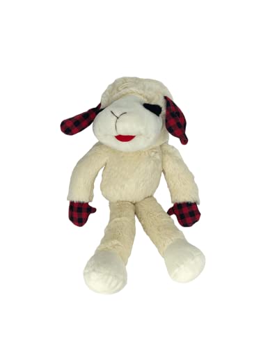 Holiday Lambchop Hundespielzeug, Plüsch, kariert, 50,8 cm, Plüsch-Hundespielzeug, Quietscher, Lammkotelhack-Vichy-Muster, Rot/Schwarz, 50,8 cm, offizielles Lizenzprodukt von Multi Pet