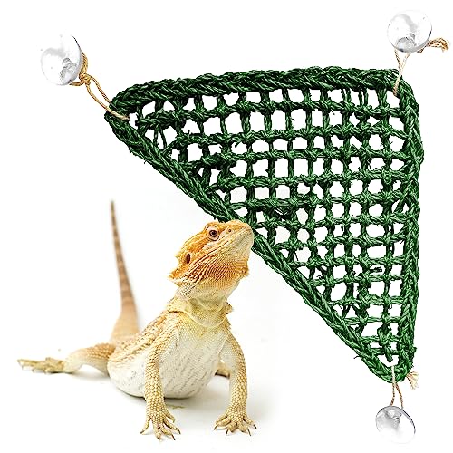 Bartagamen-Hängematte, groß, handgewebt, farbiges Seegras, Reptilienhängematte mit Saugnäpfen und Juteseil, Bartagamen-Zubehör, Geckos und mehr, ideales Geschenk für Tierliebhaber von MultiCute Pets