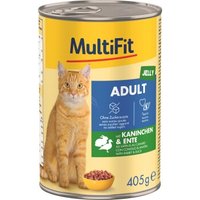 MultiFit Nassfutter Katze Adult, in Gelee, Kaninchen & Ente 24x405 g von MultiFit