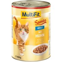 MultiFit Nassfutter Katze Adult, Sauce, Huhn 12x400 g von MultiFit