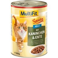 MultiFit Nassfutter Katze Adult, Sauce, Kaninchen & Ente 24x400 g von MultiFit