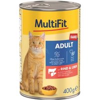 MultiFit Nassfutter Katze Adult, Sauce, Rind & Leber 12x400 g von MultiFit