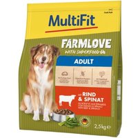 MultiFit Farmlove Trockenfutter Hund Adult, Rind & Spinat 2,5 kg von MultiFit