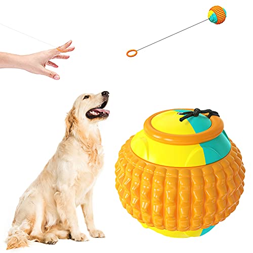 MultiValue Gummi Hundespielzeug Ball, Outdoor Training & Werfen Haustier Spielzeug Bälle mit Seil, Interaktives Hundeball Spielzeug für Molaren und Kauen für Kleine Mittlere Große Hunde Apportieren, von MultiValue