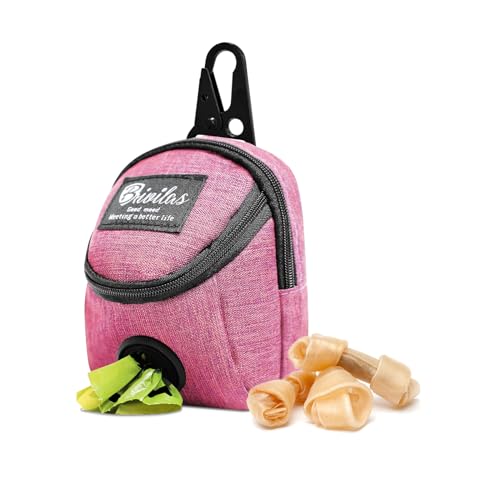 MultiValue Leckerlitasche für Hunde, Multifunktionale Hundetraining Leckerlitasche Tasche Oxford Tuch wasserdichte Hundefutter Leckerlitasche mit Kotbeutelspender für Hunde (Rosa, A) von MultiValue