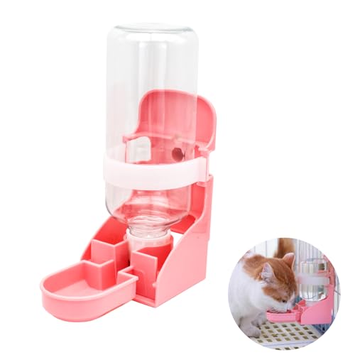 MultiValue Wasserspender für Katzen, Hängende Multifunktions Trinkflasche für Kleintiere 500ml Auslaufsichere Abnehmbare Hundewasserflasche Automatischer Trinkwasserspender für Kaninchen (Rosa) von MultiValue