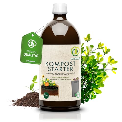 Multikraft Kompost Starter - Natürlicher Bodenhilfsstoff für schnelle Kompostierung von Garten- & Küchenabfällen - reduziert Oxidation & Fäulnis - fördert wertvollen Humus, 1 Liter von Multikraft