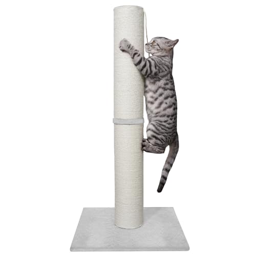 Kratzbaum mit Premium-Sisalseil, 11,4 cm, großer Durchmesser, Kratzbaum für Indoor-Katzen, Beige (86,4 cm) von MumMarmot's