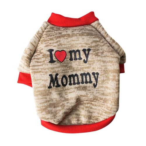 Haustierkleidung, Sommer-Hunde-Shirt, weich, atmungsaktiv, "I Love My Mom/Dad", Hunde-Sweatshirt, Outfit für Welpen, kleine Hunde, Größe M, (Mam-Gelb) von Mummumi