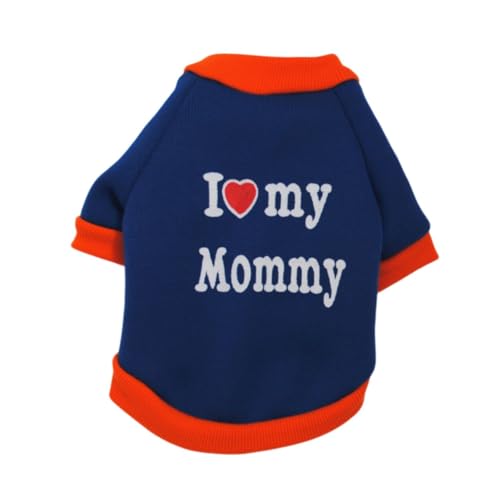 Haustierkleidung, Sommer-Hunde-Shirt, weich, atmungsaktiv, "I Love My Mom/Dad", Hunde-Sweatshirt, Outfit für Welpen, kleine Hunde, Größe M, Mom-Blau von Mummumi