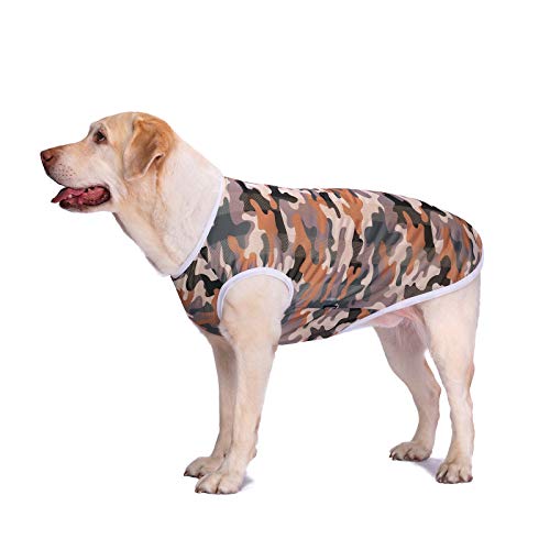 Haustierkleidung, großes Hunde-Shirt, Camouflage-T-Shirt, atmungsaktiv, Sonnenschutzkleidung, Outfits, Weste für mittelgroße und große Hunde (28/2XL: Grüne Tarnfarbe) von Mummumi