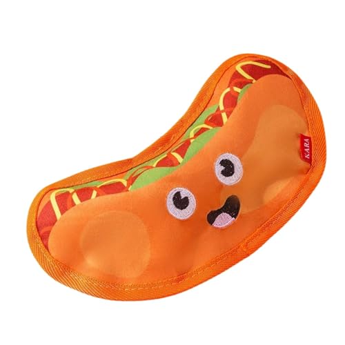 Mummumi Lustiges Hundespielzeug, Plüsch-Hundespielzeug, quietschendes Knisterspielzeug, Lebensmittelförmiges Kauspielzeug für kleine, mittelgroße Hunde (Hot Dog) von Mummumi