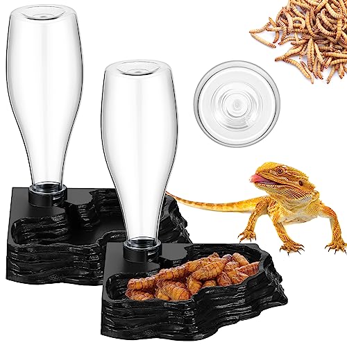 Mumufy Wasserspender für Reptilien, 383 ml, automatischer Wasserspender, Bartagamen, Zubehör für Eidechsen, Bewässerung für Terrarium, Aquarium, Schildkröte, Geckos, Frosch, Bartagamen, Schwarz, 2 von Mumufy