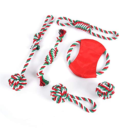 Mumuve 6 x Weihnachts-Süßigkeiten-Hundespielzeug, Seil für Welpen, langlebiges Geschenk, Kauspielzeug für Welpen, interaktives Spielzeug für Hunde, Kauseil-Spielzeug von Mumuve