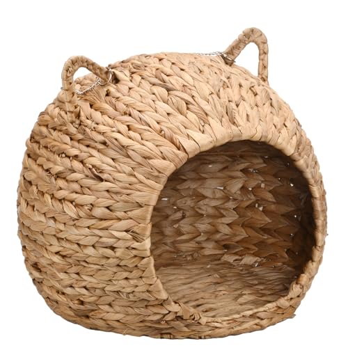 Mumuve Rattan-Hängematte, Schaukelbett, Haustier, Kätzchen, Ruhehaus, kratzfeste Hängematte, Bettwäsche, kleine Vorräte von Mumuve