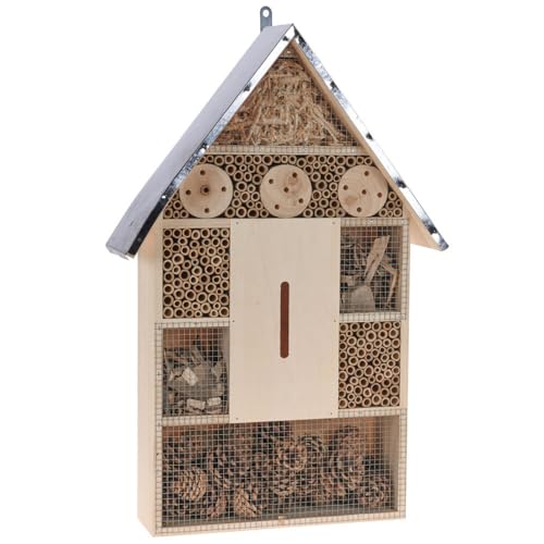 Murago - XXL Insektenhotel ca. 57cm Holz mit Metalldach - Insektenhaus Groß Bienenhotel Nistkasten Nisthilfe zum Aufstellen Aufhängen fertig montiert von Murago