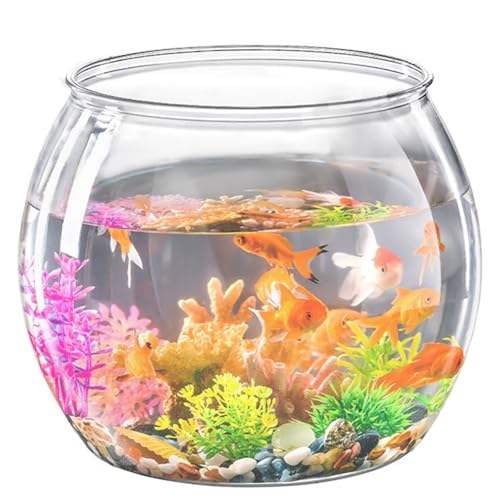 Goldfischschale Plastikfischschalen 6.3 '' Dia Clear Goldfish Bowl Bruchsicheres Fischschüssel Vase kleine Aquarium Fischschale für hydroponische Pflanzer Terrarium Schüssel Büro Tischdekoration De von Murezima