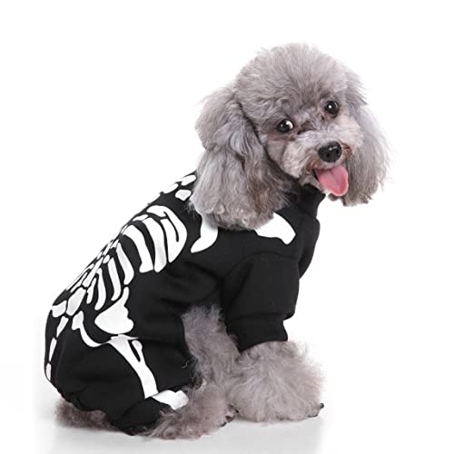 Hund Halloween-Kostüme für große Hunde, Skelett-Muster Hund Fancy Dress Kostüm, Halloween Hundekostüm für mittelgroße Hunde Dress Up Dekoration(Schwarz, L) von Murezima