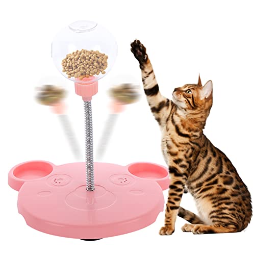 Interaktives Spielzeug zur Abgabe von Leckerli für Katzen, Spielzeugball langsames Fressen von Haustieren, Futterball für auslaufende Leckereien, selbstspielendes Leckerlispielzeug für Katzen (Rosa) von Murezima