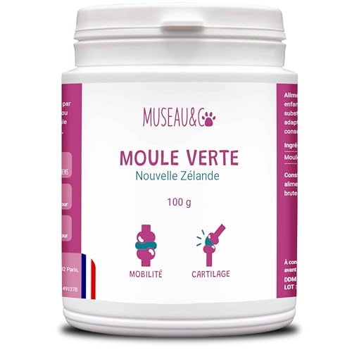 Grüne Muschel aus Pulver für Hunde und Katzen – Quelle von B-Vitaminen – Nahrungsergänzungsmittel 100 % natürlich – 100 g von Museau & Co