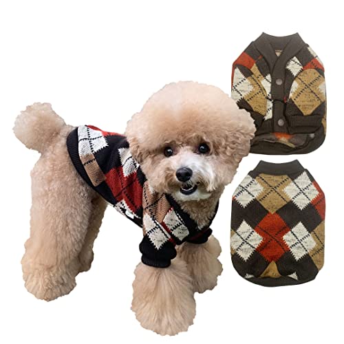 Haustier Hundekleidung Hundepullover Warme Welpen Hunde Sweatshirt Weich Verdickung Pullover Herbst Winter Bequem Stilvolle Strickkleidung (Medium, Braun) von Mushcoli